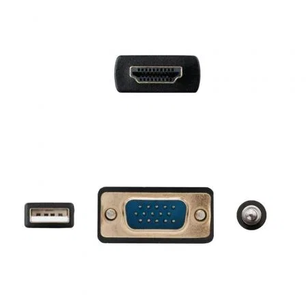Nanocable Cable Conversor HDMI a VGA + Audio + USB, 1.8 m, Negro